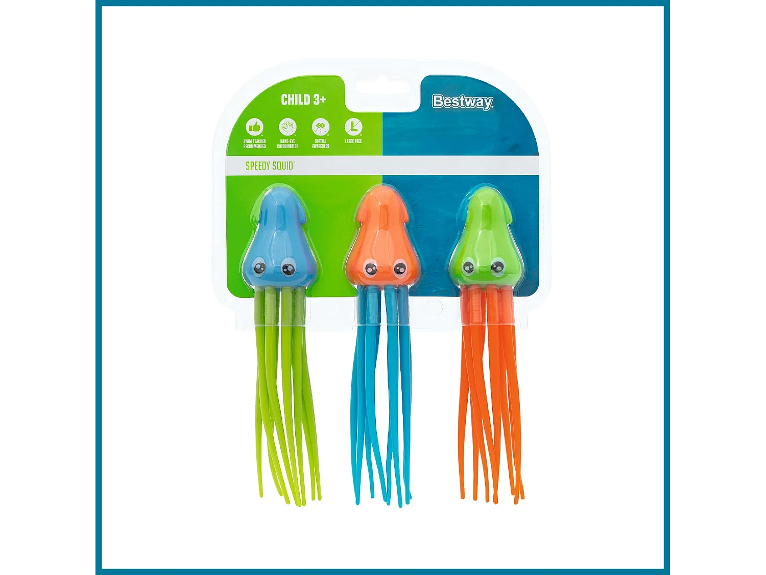 Jeu de Piscine Bestway Squiggle Wiggle avec Pieuvres de Couleurs Bleu Orange Vert pour Enfants à Partir de 3 Ans