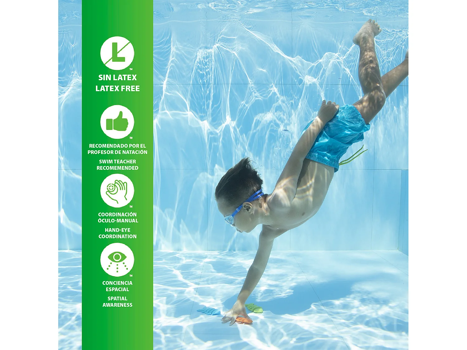 Juego de Piscina Bestway Squiggle Wiggle con Peces de Colores Azul Naranja Verde para Niños a Partir de 3 Años