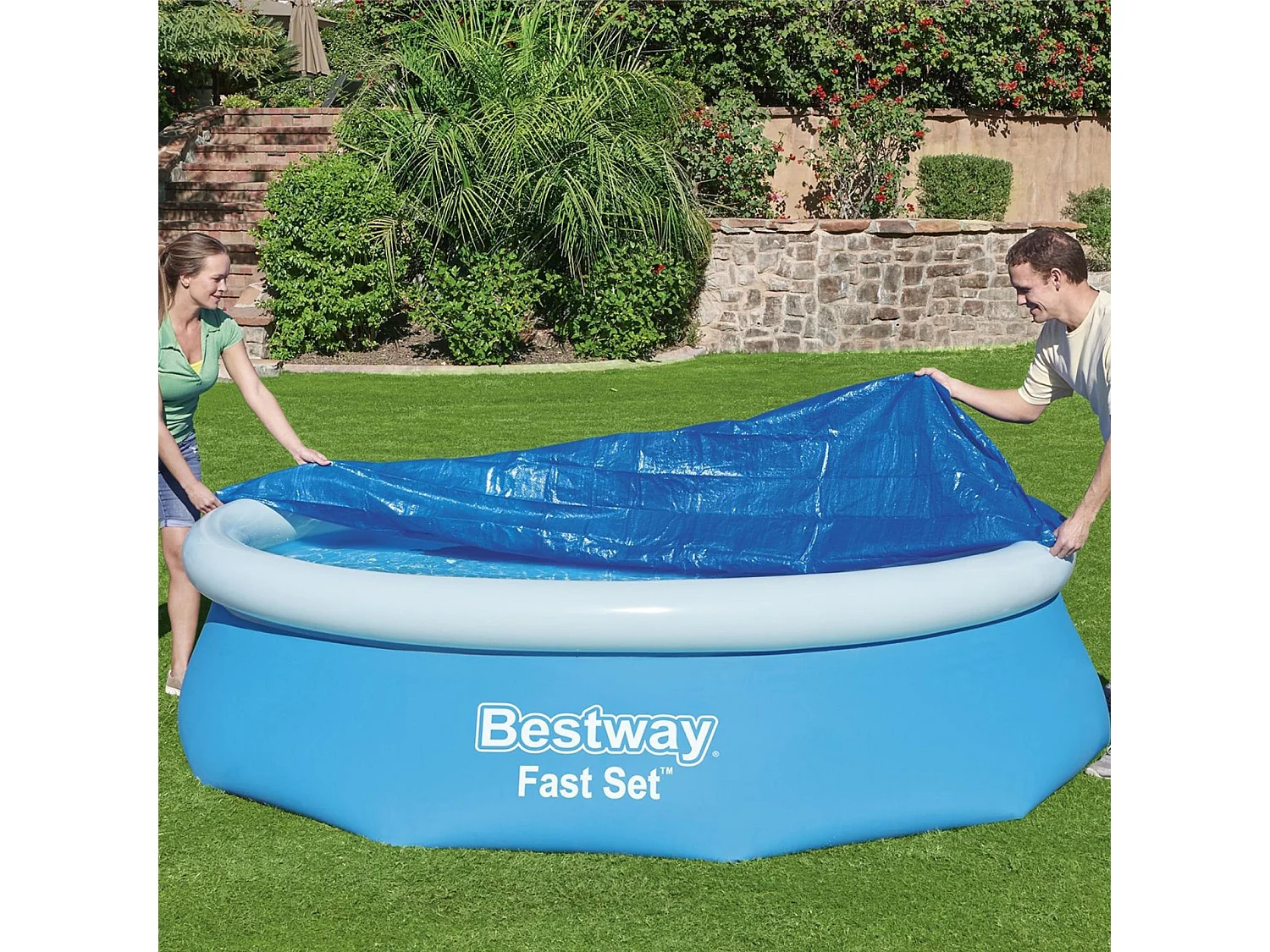 Cobertor Invierno para Piscina Desmontable Bestway Ø244 cm Redonda