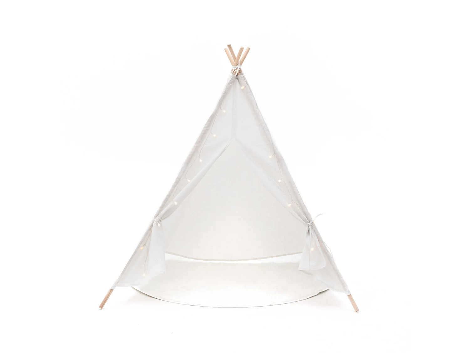 Tipi d'Enfant Montessori Robincool Koda 120x120x150 cm Pliable Usage Intérieur Extérieur en Tissu Blanc Lumières Tapis