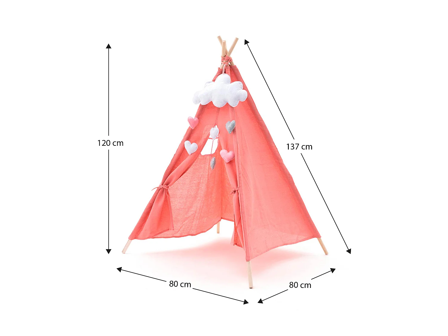 Tipi Infantil Montessori Robincool Kalpana 80x80x110 cm Plegable Uso Interior y Exterior Fabricado en Tela Rosa