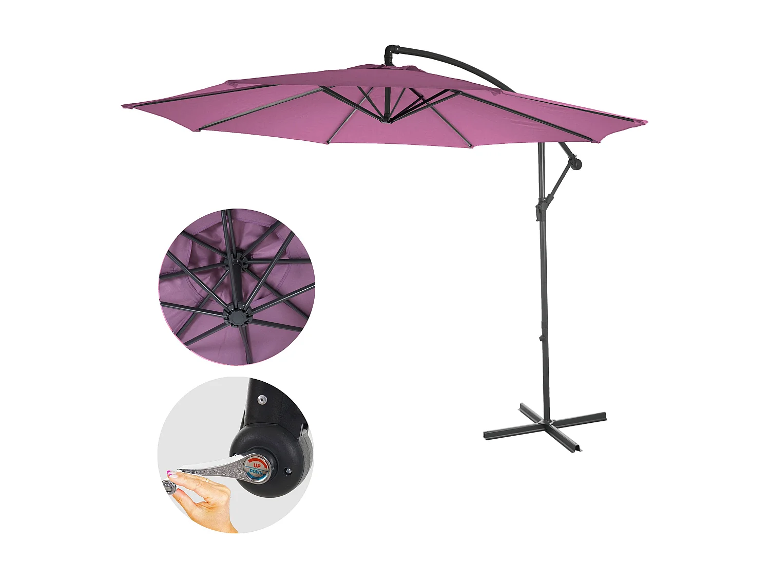Parasol déporté protection solaire 360 x 295 x 255 cm 04_0000945