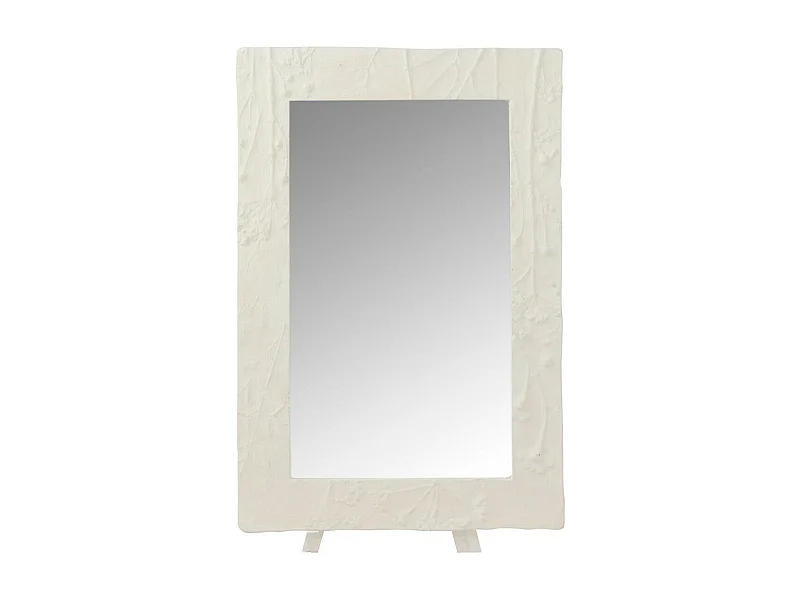 Miroir Mural Design "Relief Fleur" 61cm Blanc