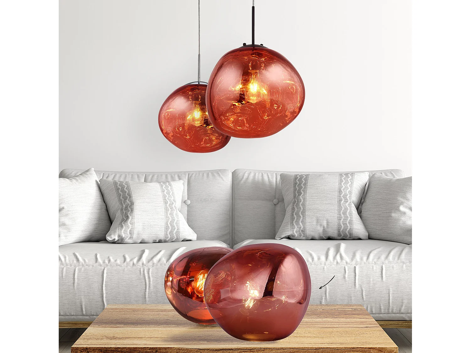 Lampe de Table Rouge Dotent Ø36x32 cm