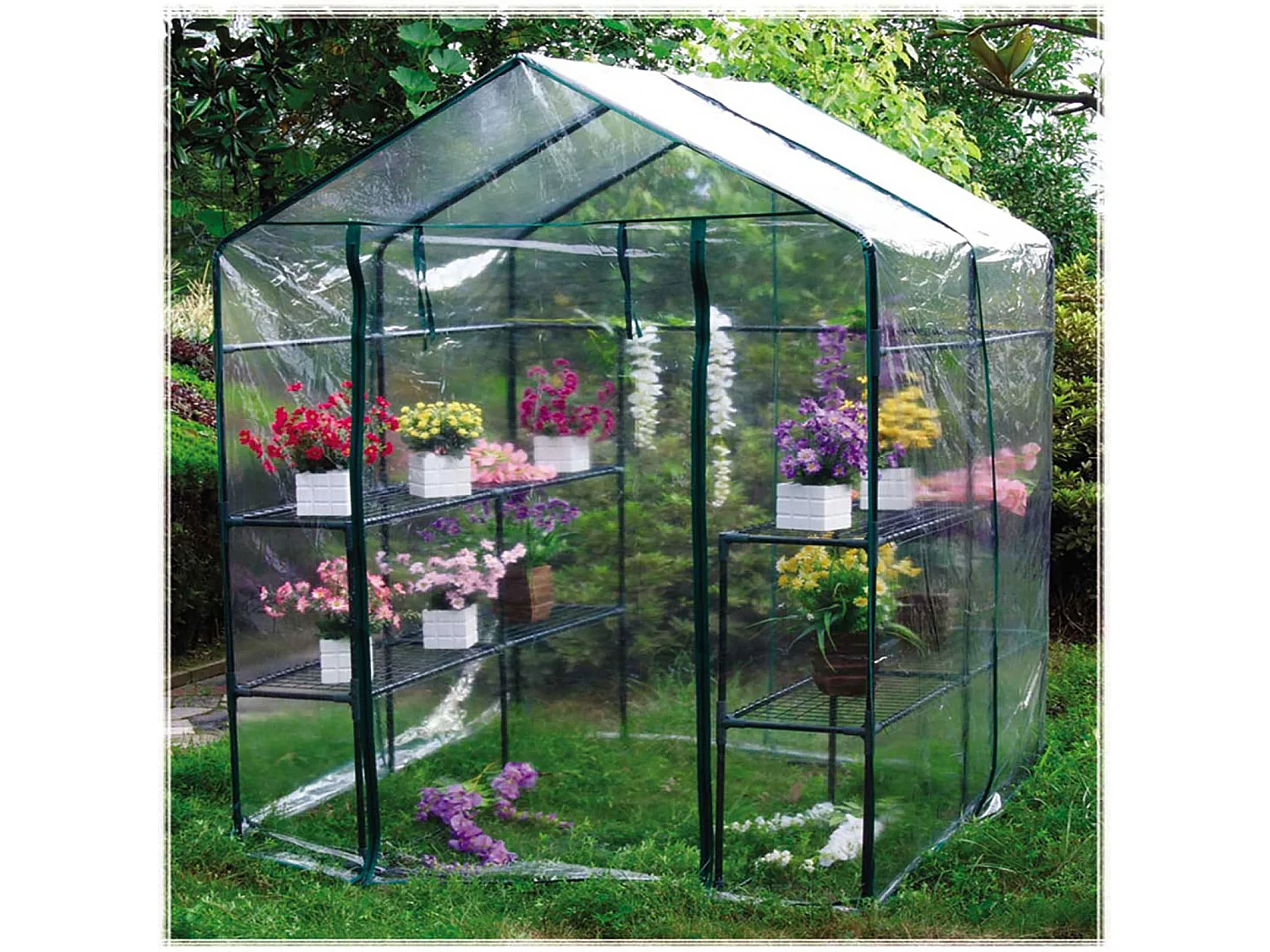 Invernadero PVC Gardiun Doble Leaf 143x143x195 cm 4 Estantes Dobles