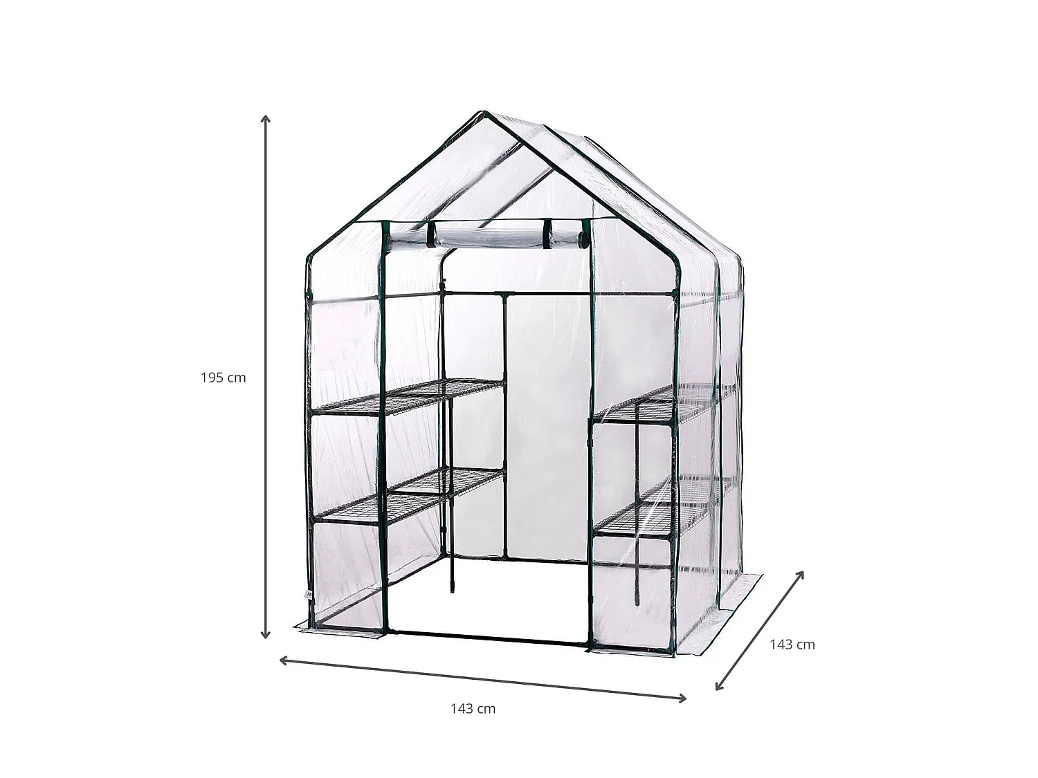 Invernadero PVC Gardiun Doble Leaf 143x143x195 cm 4 Estantes Dobles