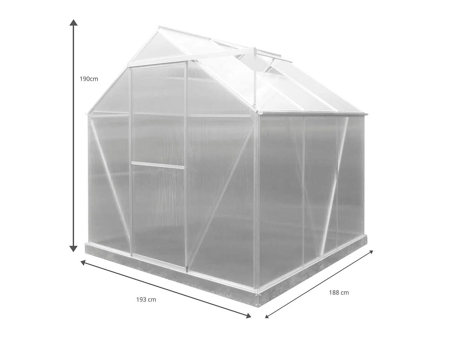Serre de Jardin en Polycarbonate/Aluminium Gardiun Lunada - 3,63 m² 188x193x190 cm avec Base 3 Modules