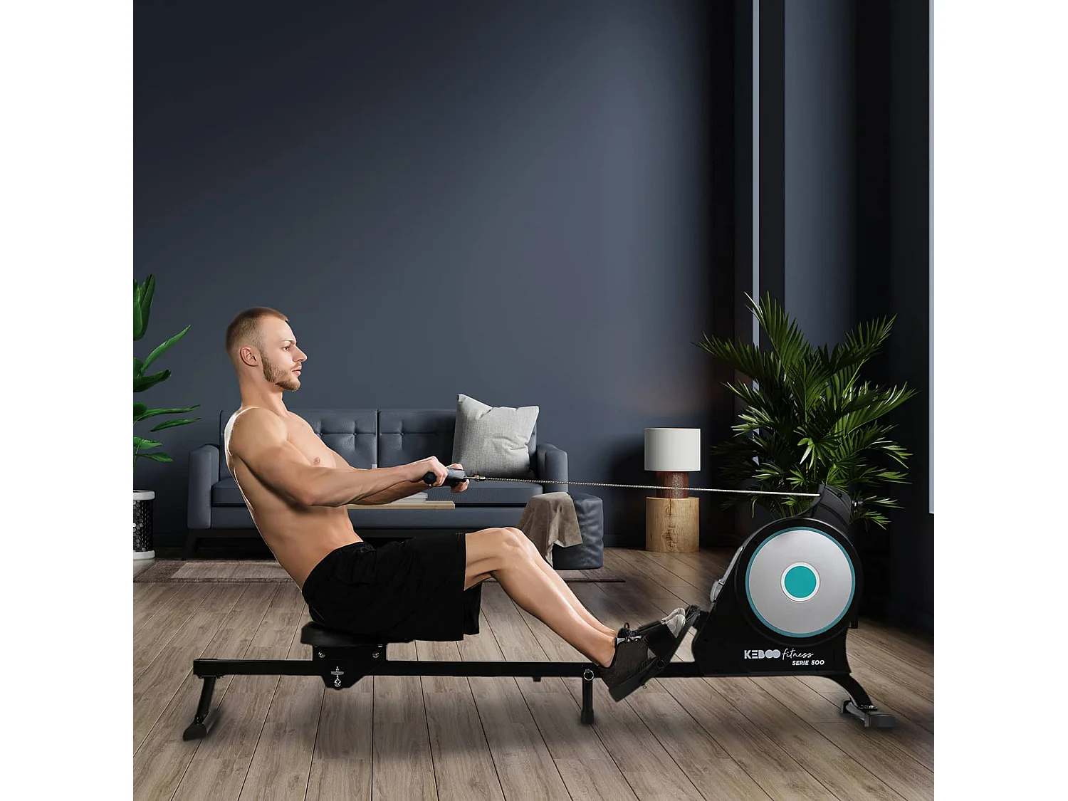 Rameur d'Entraînement Pliable Keboo Serie 500 Magnétique Masse d'Inertie de 2,5 kg Moniteur LCD