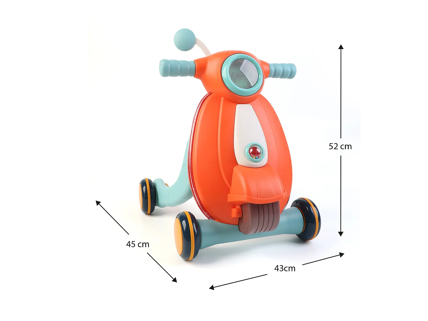 Trotteur pour Bébés Robincool Baby Walker 43x45x52 cm Premiers Pas avec Blocage de Roues Couleur Orange avec Lumière