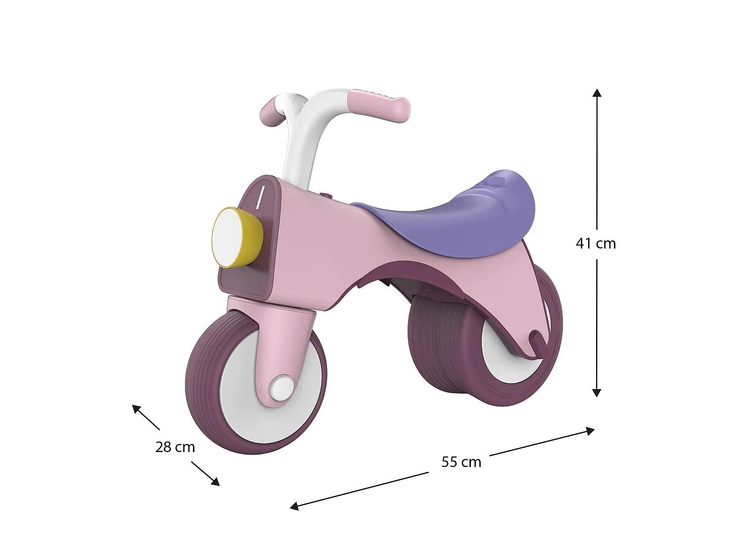 Bicicleta Sin Pedales de Equilibrio Infantil Robincool Balance Bike 55x28x41 cm Rosa con Luz y Sonido a partir de 1 Año