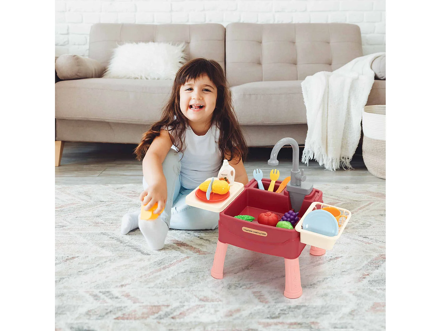 Évier pour Enfants Mini avec Circuit d'Eau et Robinet d'Arrêt Robincool Basin of Wash 45x26x39 cm 23 Accessoires Inclus