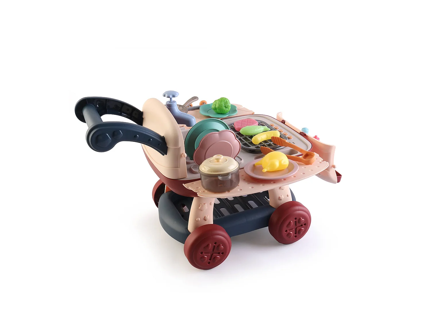 Cuisine pour Enfants 2 en 1 Circuit d'Eau Robincool Kitchen Cart 39x23x27 cm Caddie de Courses, Lumières 14 Accessoires