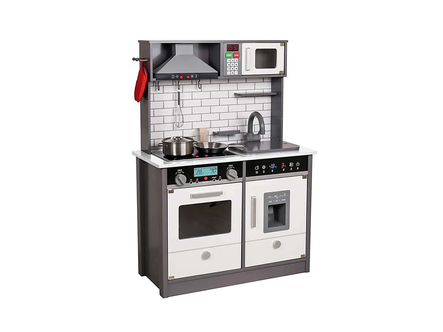 Cuisine pour Enfants Bois Little Kitchen Outdoor Toys 65x30x93 cm Blanc Accessoires Lumières Sons