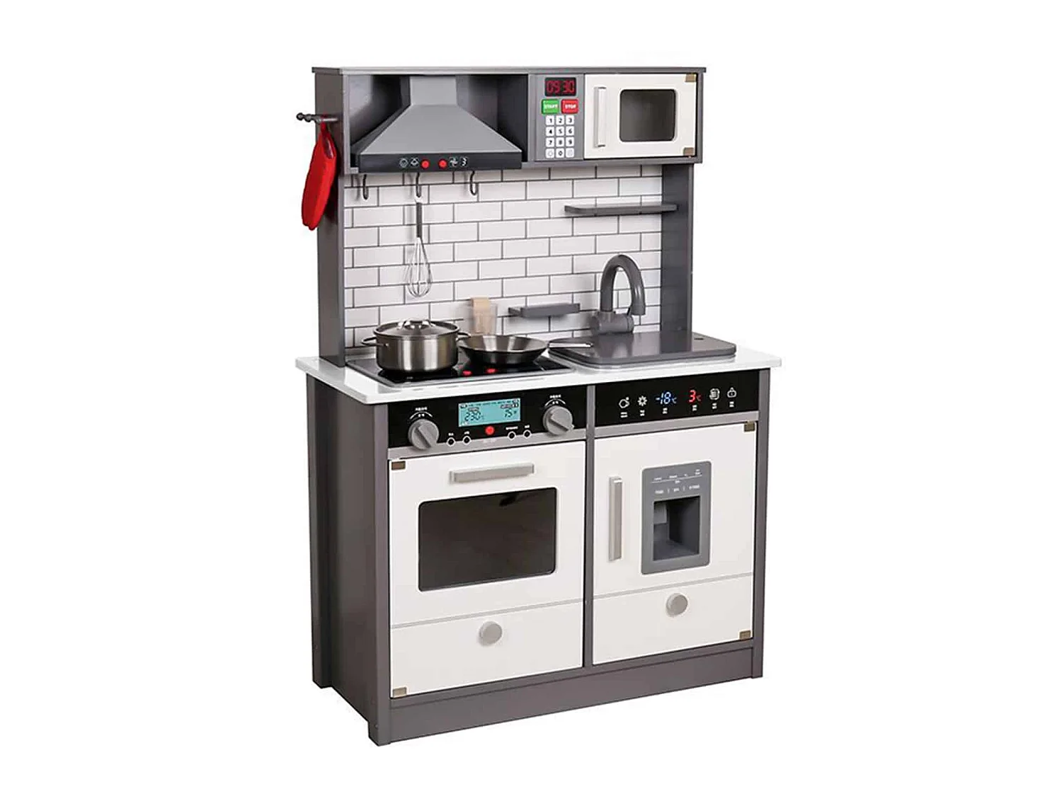 Cuisine pour Enfants Bois Little Kitchen Outdoor Toys 65x30x93 cm Blanc Accessoires Lumières Sons