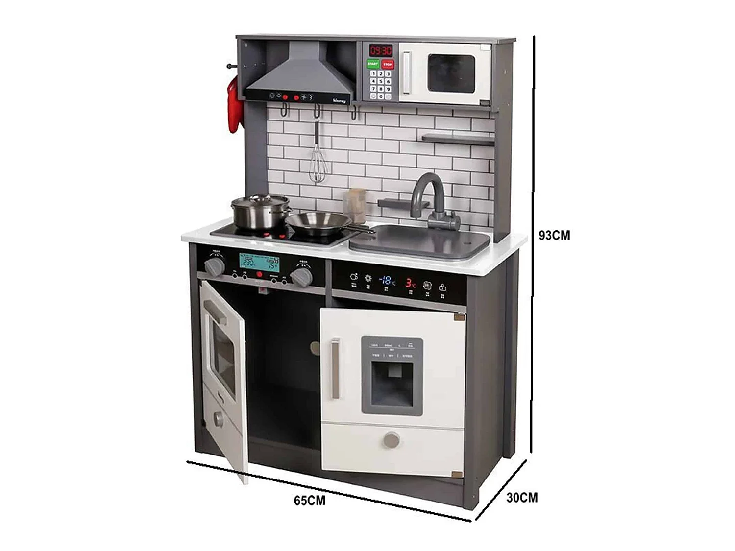 Cuisine pour Enfants Bois Little Kitchen Outdoor Toys 65x30x93 cm Blanc Accessoires Lumières Sons