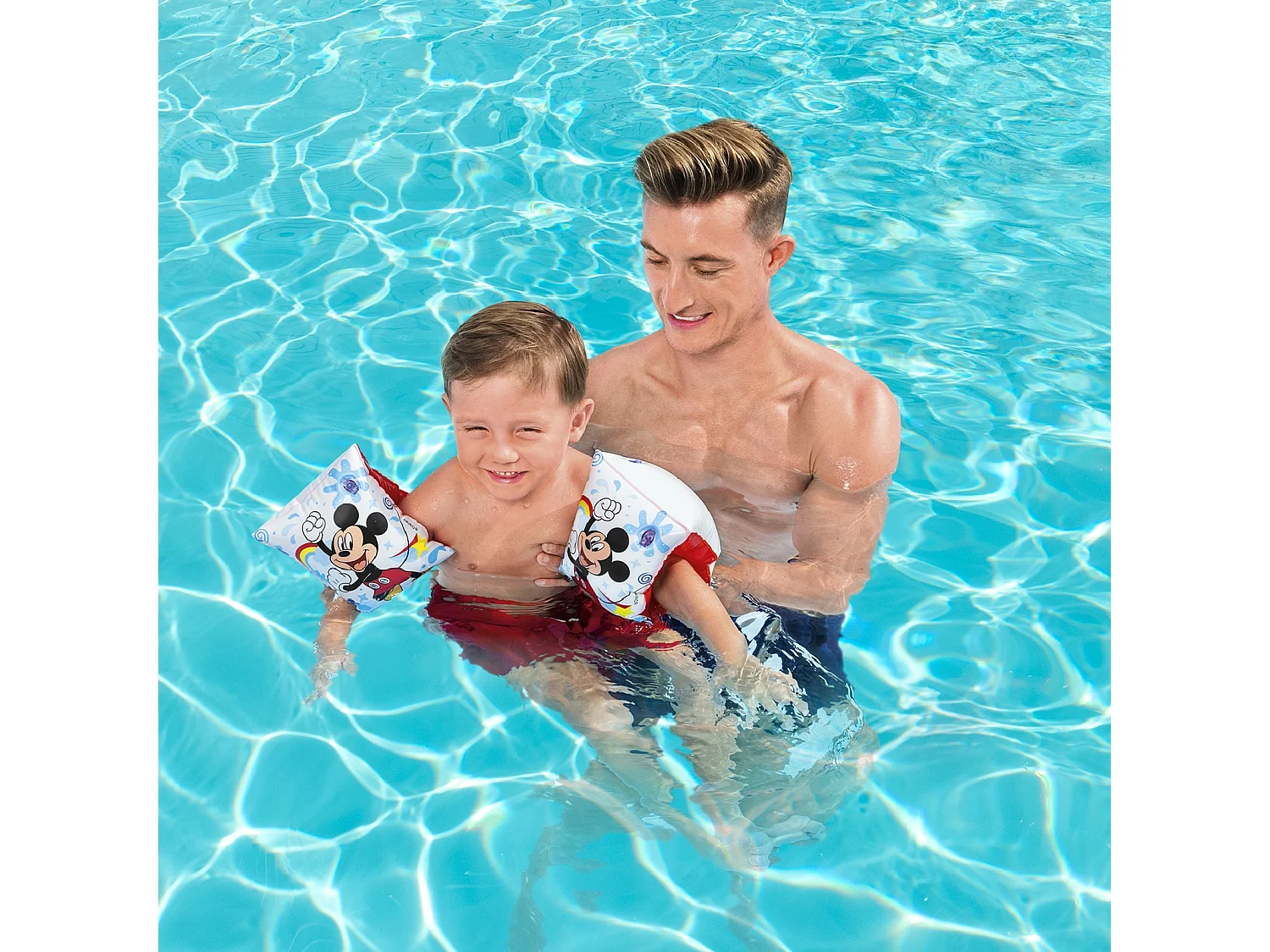 Braccioli Gonfiabili per Bambini da 3 a 6 Anni Bestway 17x12 cm Design Mickey Mouse Doppia Camera D'Aria