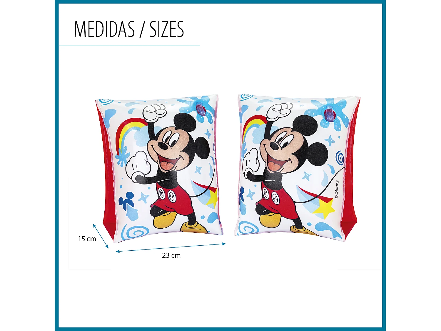 Braccioli Gonfiabili per Bambini da 3 a 6 Anni Bestway 17x12 cm Design Mickey Mouse Doppia Camera D'Aria