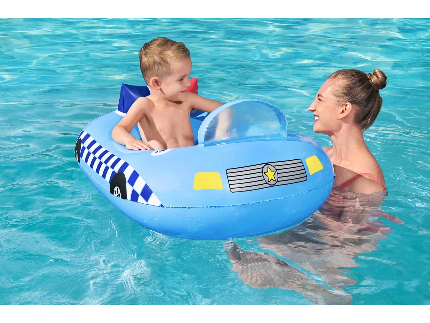 Gonfiabile Auto della Polizia Bestway 88x66x32 cm con Suono della Sirena Polizia per Bambini da 3 Anni in su