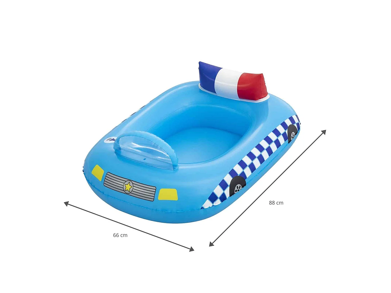 Bateau Gonflable Voiture Police Bestway 88x66x32 cm Son Sirène de Police à partir de 3 Ans