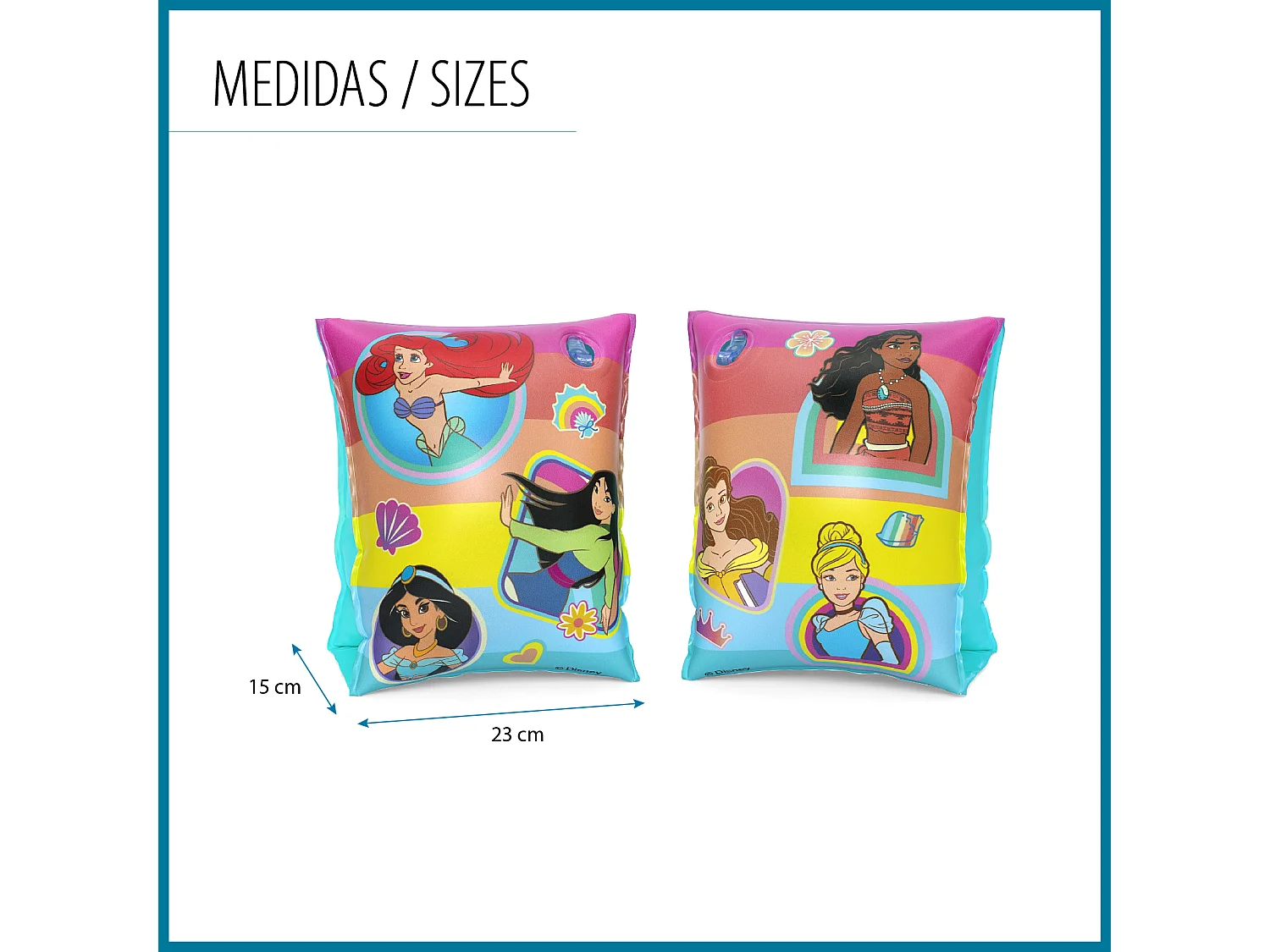 Manguitos Hinchables para Niños de 3 a 6 años Bestway 17x12 cm Diseño de Princesas Disney Doble Cámara de Aire