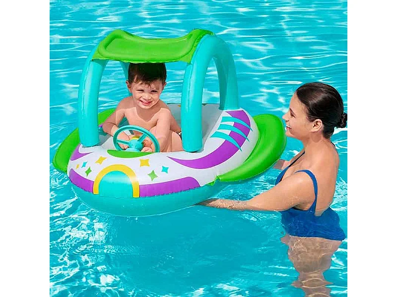 Gonfiabile Astronave Bestway 98x95x61 cm con Tetto Protettore dal Sole e Volante con Clacson per Bambini dai 3 Anni in su