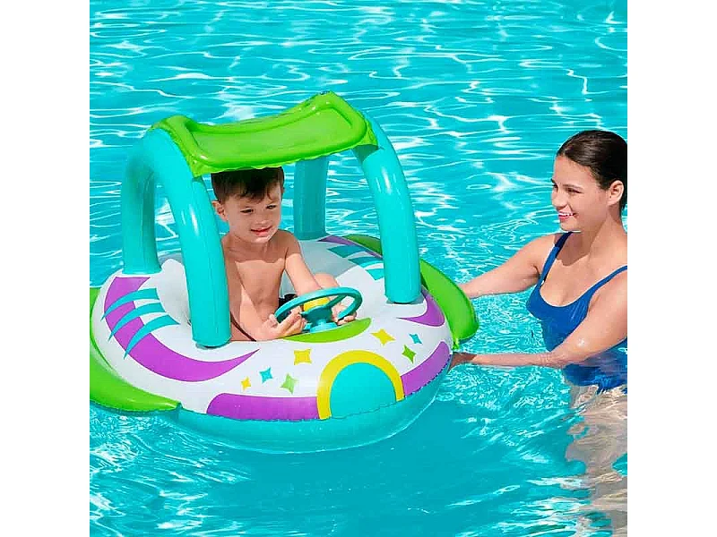 Bateau Gonflable Vaisseau Spatial Bestway 98x95x61 cm Toiture Protecteur Solaire et Volant avec Son à partir de 3 Ans