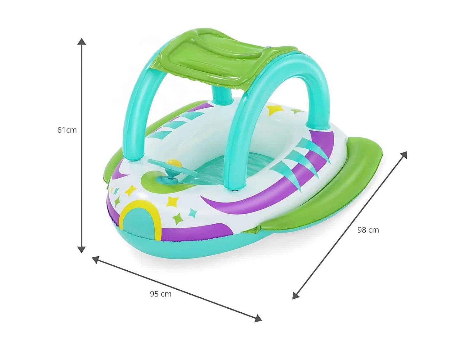 Bateau Gonflable Vaisseau Spatial Bestway 98x95x61 cm Toiture Protecteur Solaire et Volant avec Son à partir de 3 Ans