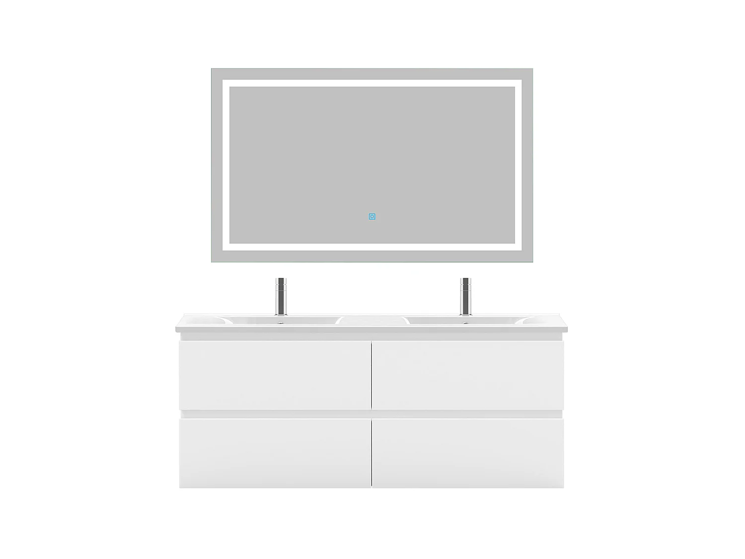 Ensemble muebles salle de bain 120cm double vasque + miroir Blanc - Aica