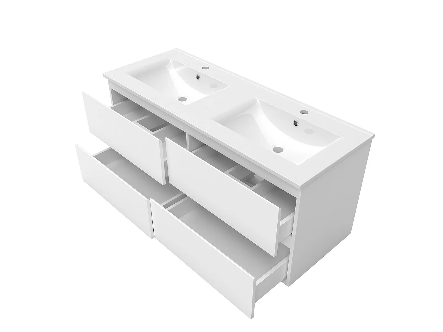 Ensemble muebles salle de bain 120cm double vasque + miroir Blanc - Aica