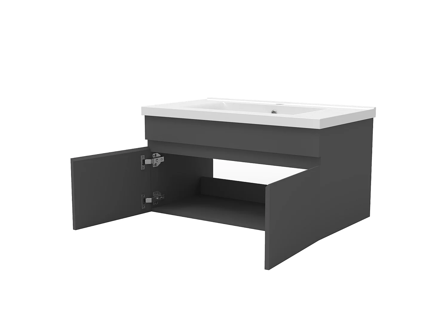 Ensemble muebles Salle De Bain 80cm vasque + colonnex2 + miroir LED Anthracite - Aica