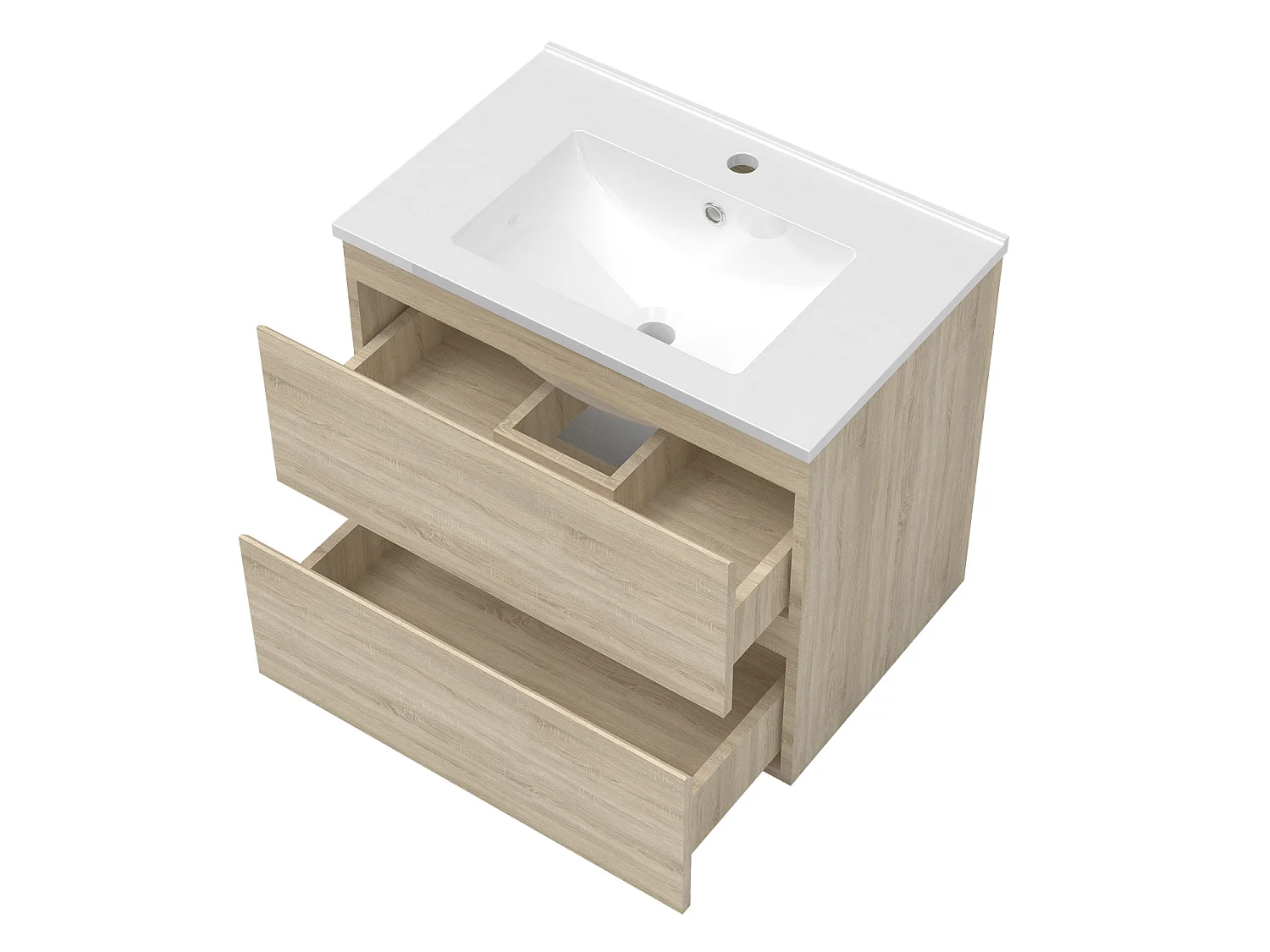 Ensemble muebles salle de bain 80cm simple vasque + miroir Chêne Wotan - Aica