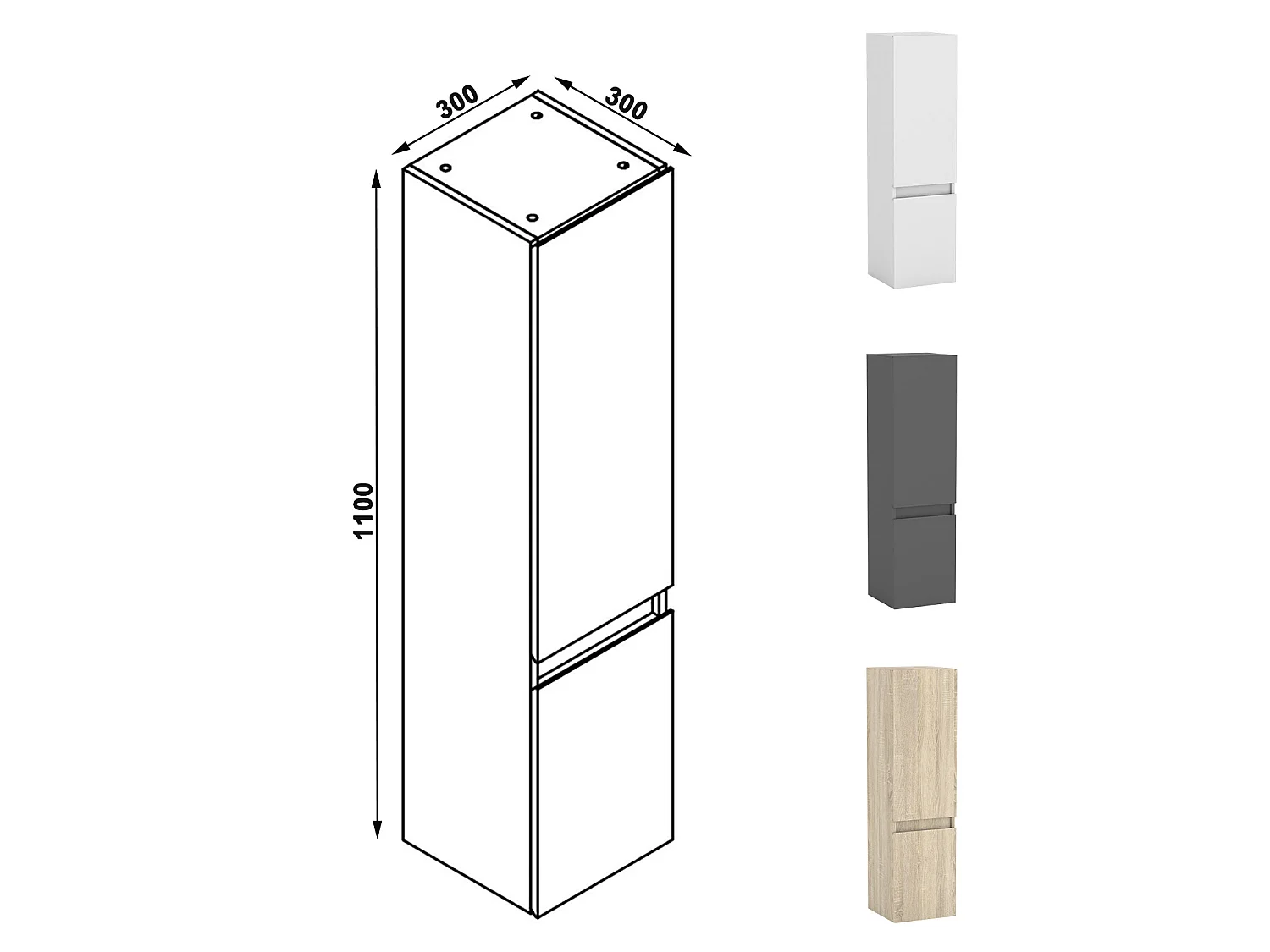 Ensemble muebles Salle De Bain 100cm Blanc meuble avec colonne vasque ceramique - Aica