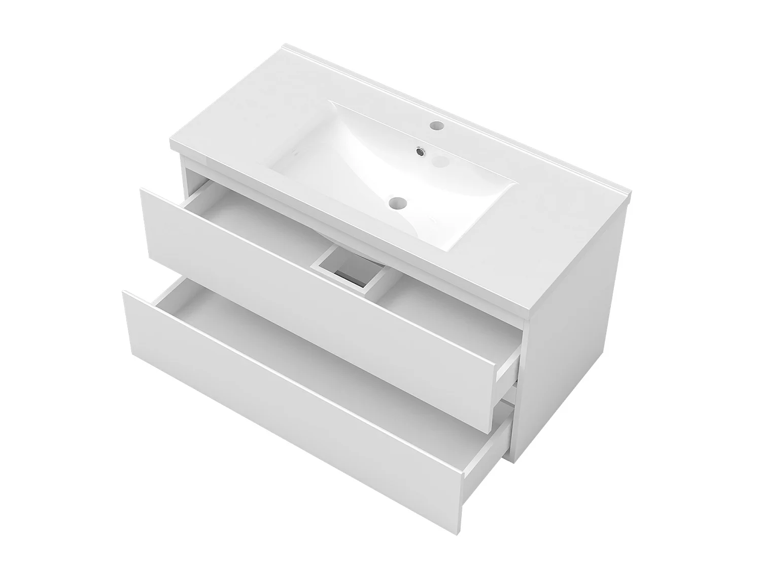 Ensemble muebles Salle De Bain 100cm Blanc meuble avec colonne vasque ceramique - Aica