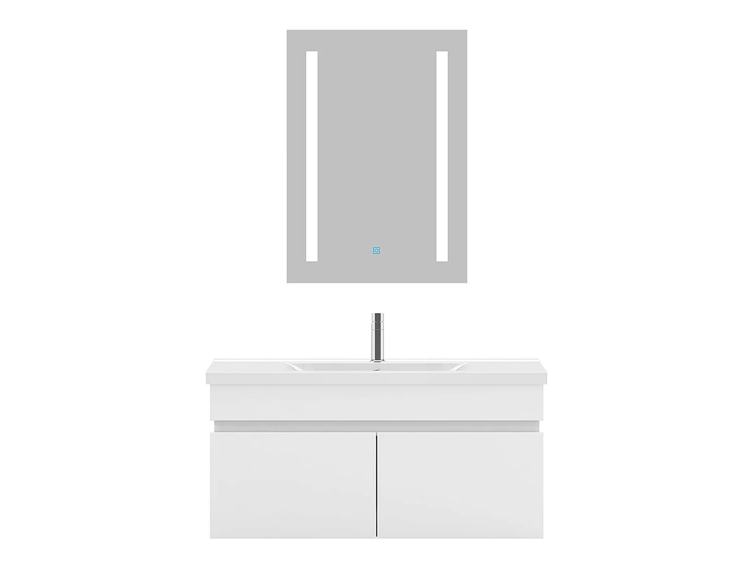 Ensemble muebles salle de bain 80cm simple vasque Blanc meuble acve miroir - Aica