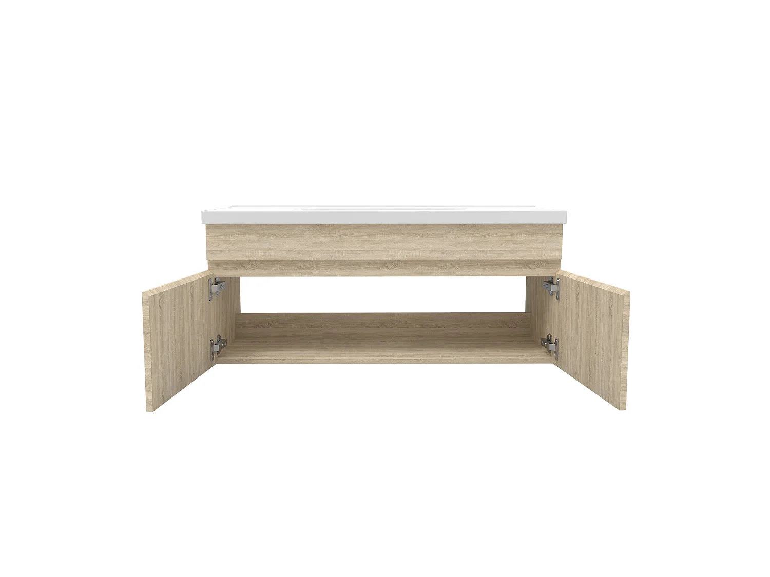 Ensemble muebles salle de bain 100cm simple vasque Chêne Wotan meuble acve miroir - Aica