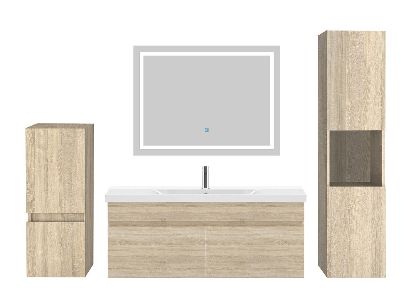 Ensembles De Meubles De Salle De Bain Aica Ensemble Meuble Salle De Bain 120 Cm Chêne Wotan, Lavabo Céramique Meuble Sous Vasque Bois