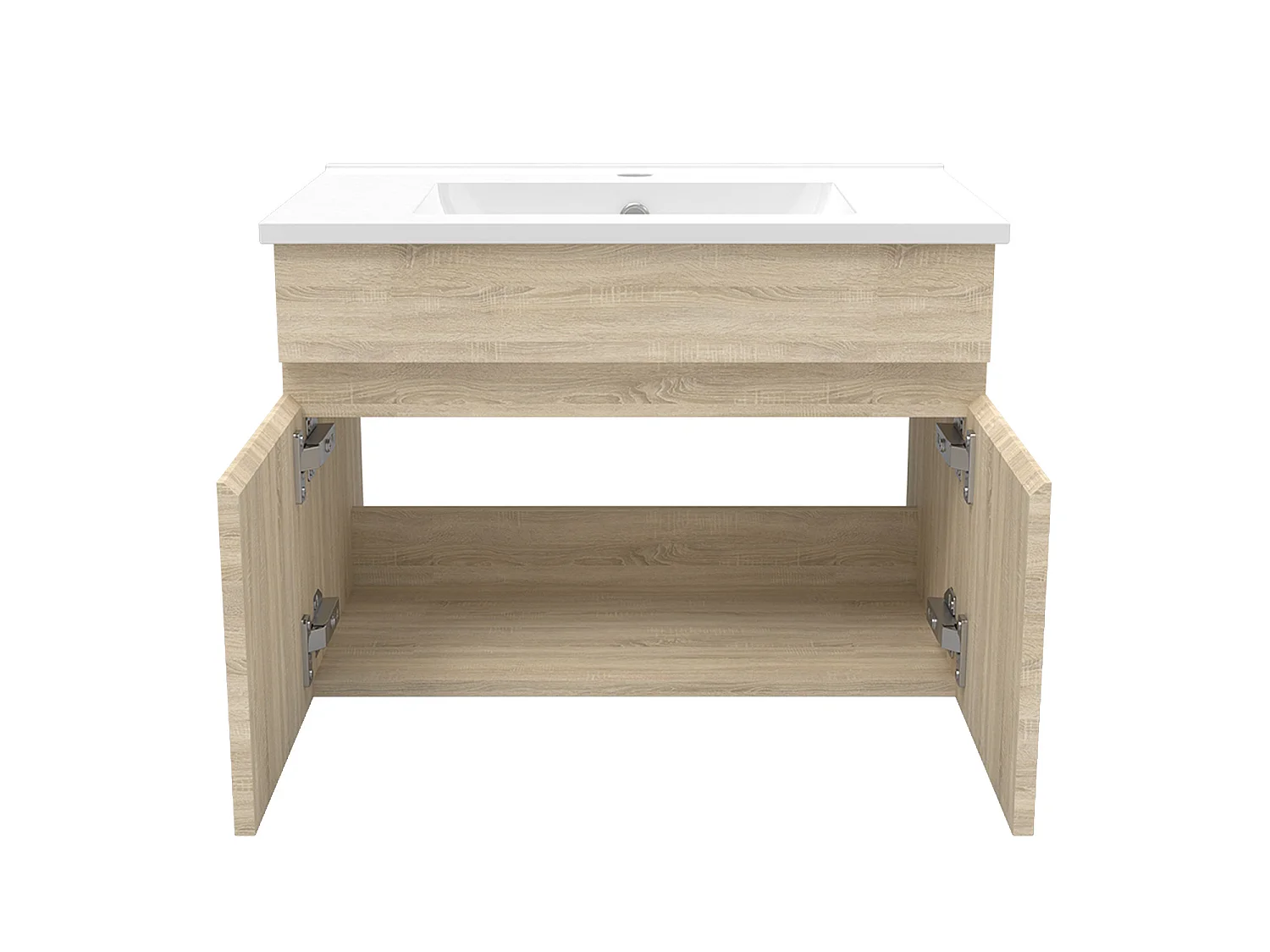 Ensemble muebles salle de bain 60cm simple vasque Chêne Wotan meuble acve miroir - Aica