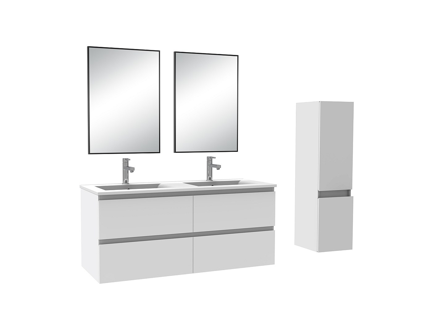Ensemble muebles salle de bain double vasque 120cm blanc meuble acve