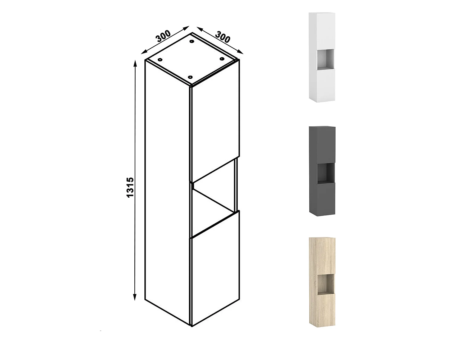 Ensemble muebles Salle De Bain 60cm simple vasque + colonne + miroir Chêne Wotan - Aica