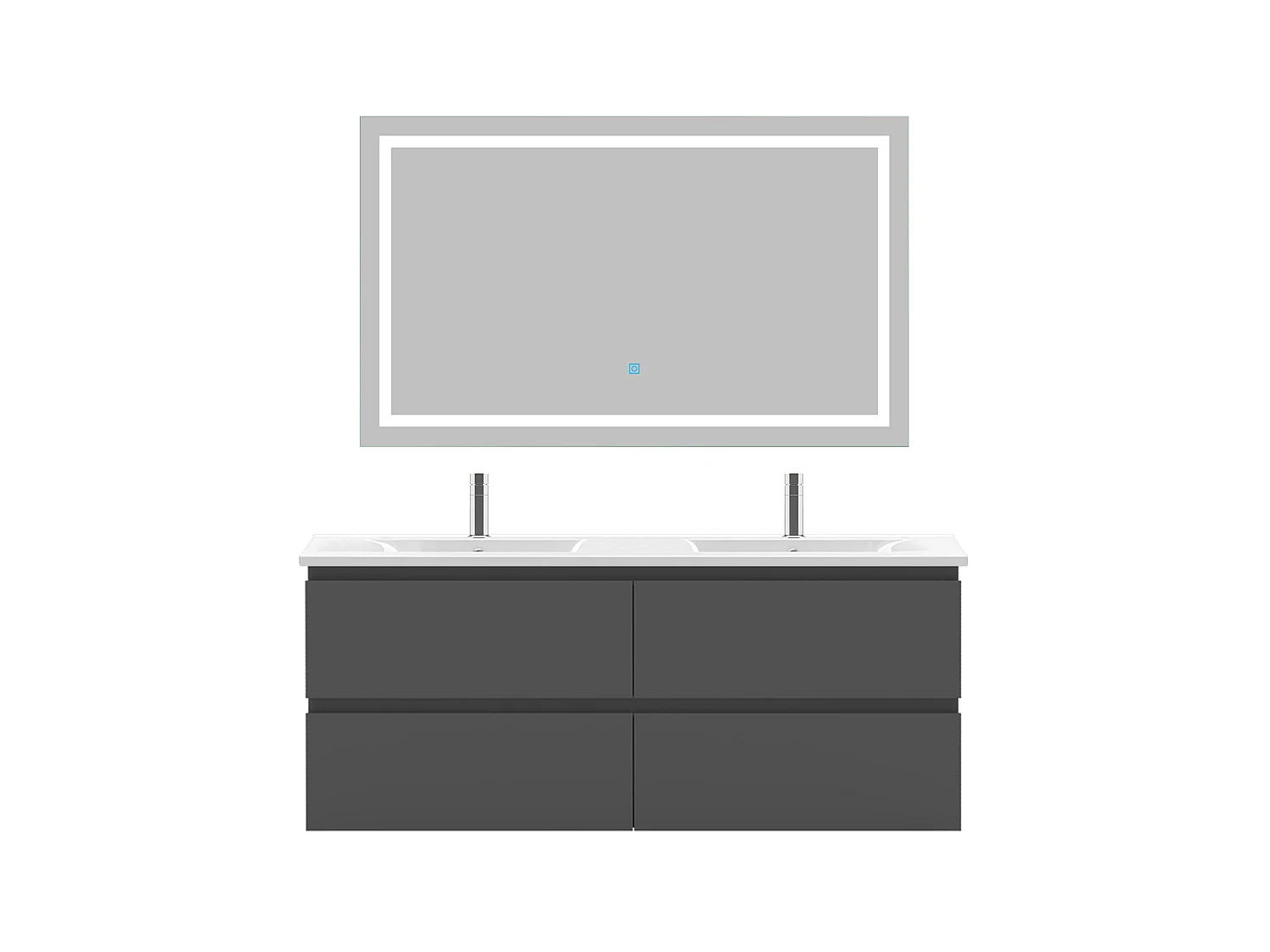Ensemble muebles salle de bain 120cm double vasque + miroir Anthracite - Aica