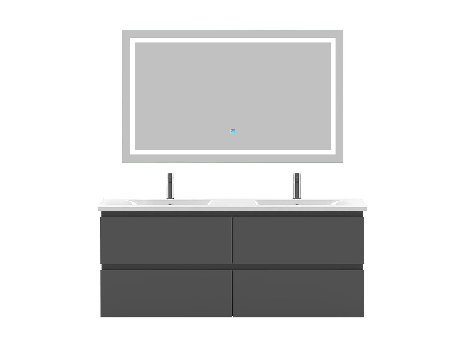 Ensemble muebles salle de bain 120cm double vasque + miroir Anthracite - Aica