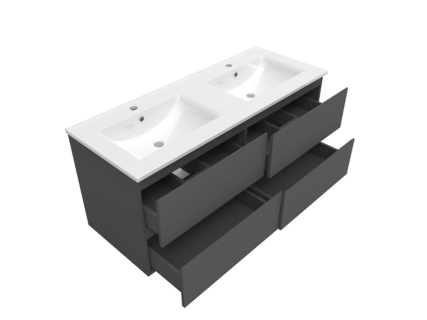 Ensemble muebles salle de bain 120cm double vasque + miroir Anthracite - Aica