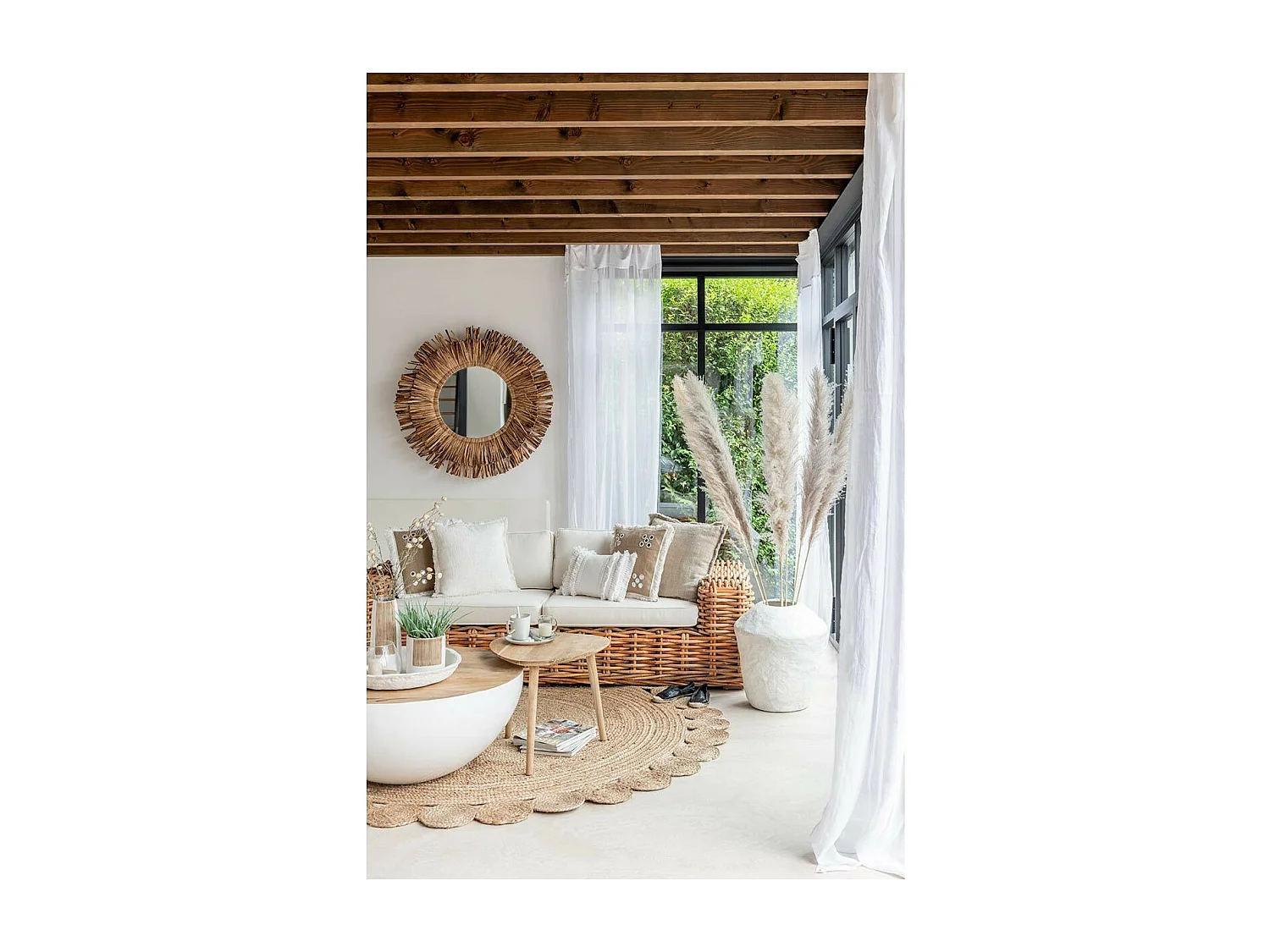 Miroir Mural Rond "Maurice" 101cm Naturel