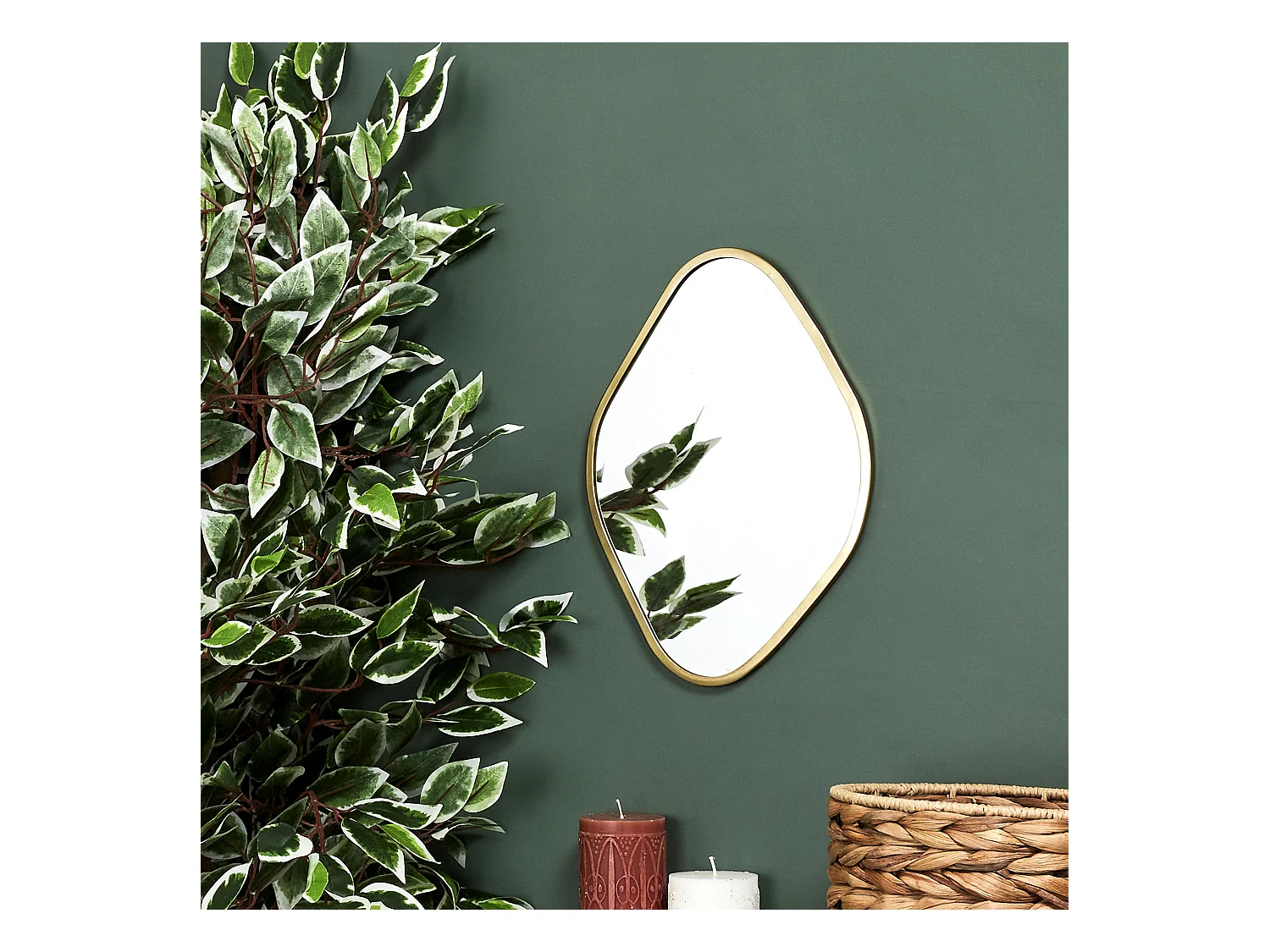 Miroir Deco Contour Deco Dore Losange Or