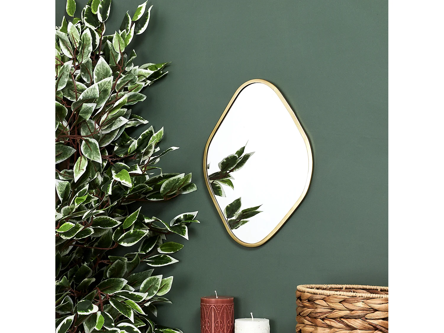 Miroir Deco Contour Deco Dore Losange Or