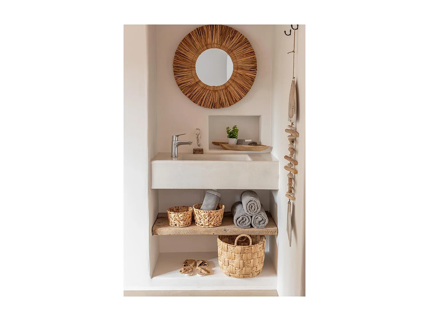 Miroir Mural Rond "Maurice" 64cm Naturel
