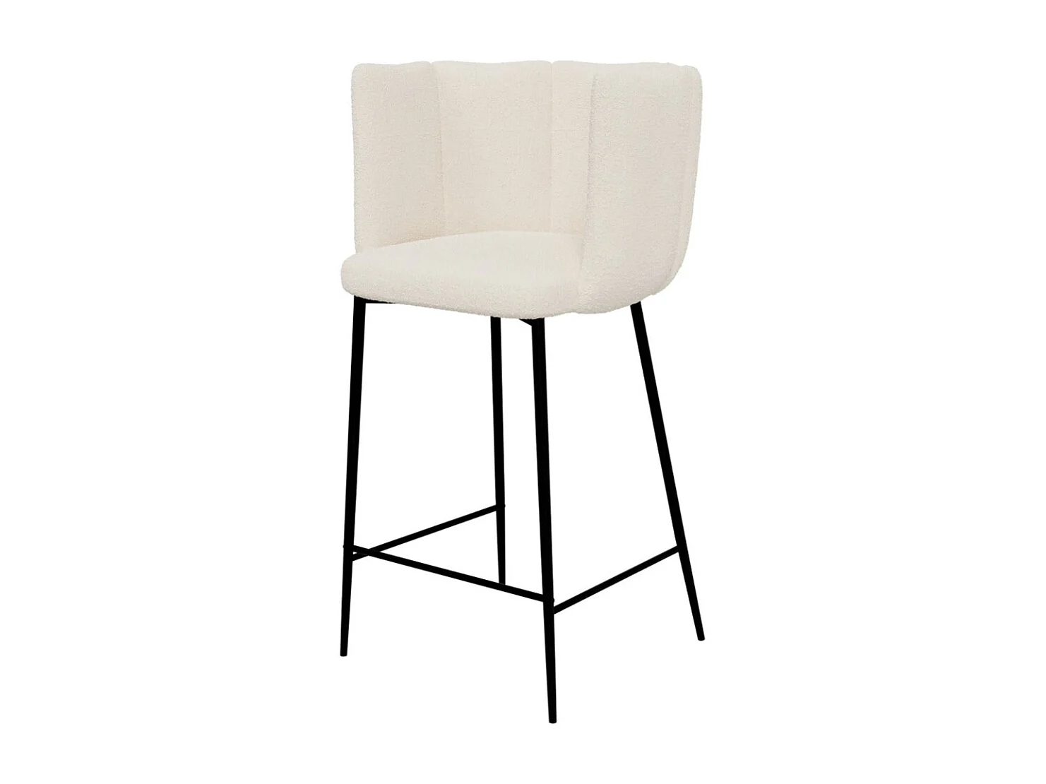 Set de 2 taburetes para isla de cocina en tela bouclé beige 65 cm - Rosy