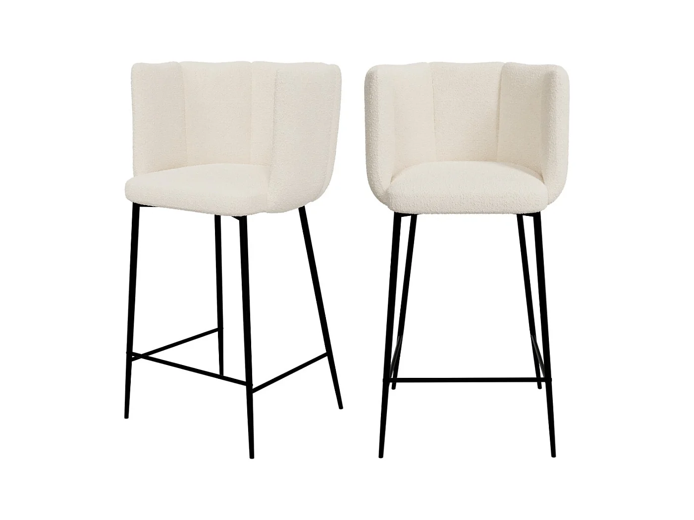 Lot de 2 chaises pour îlot central 67 cm en tissu bouclé beige - Rosy