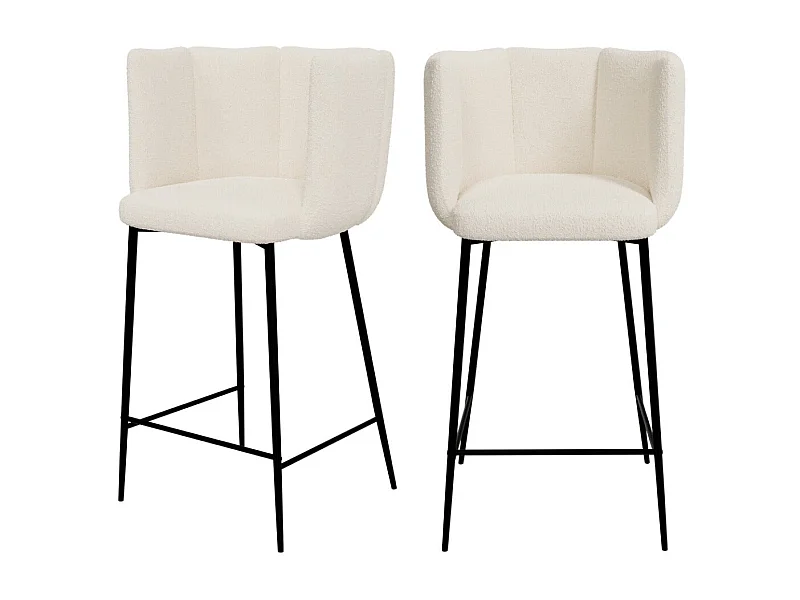 Set de 2 taburetes para isla de cocina en tela bouclé beige 65 cm - Rosy