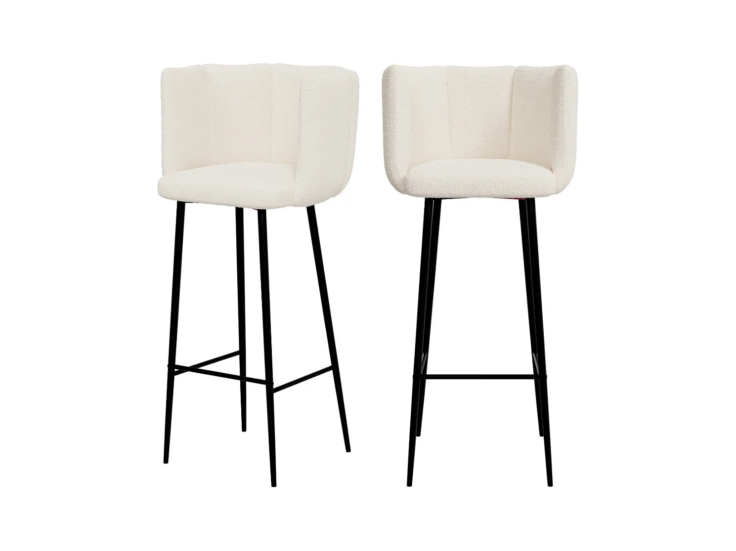 Lot de 2 chaises de bar en tissu bouclé beige 75 cm - Rosy